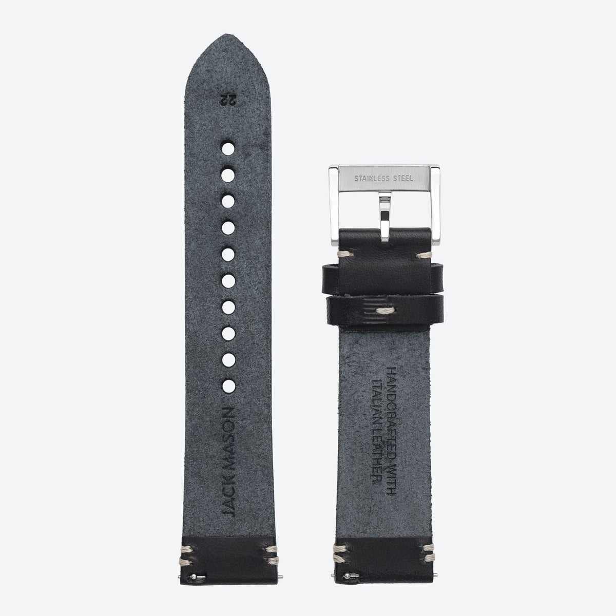 22mm Black Leather Strap